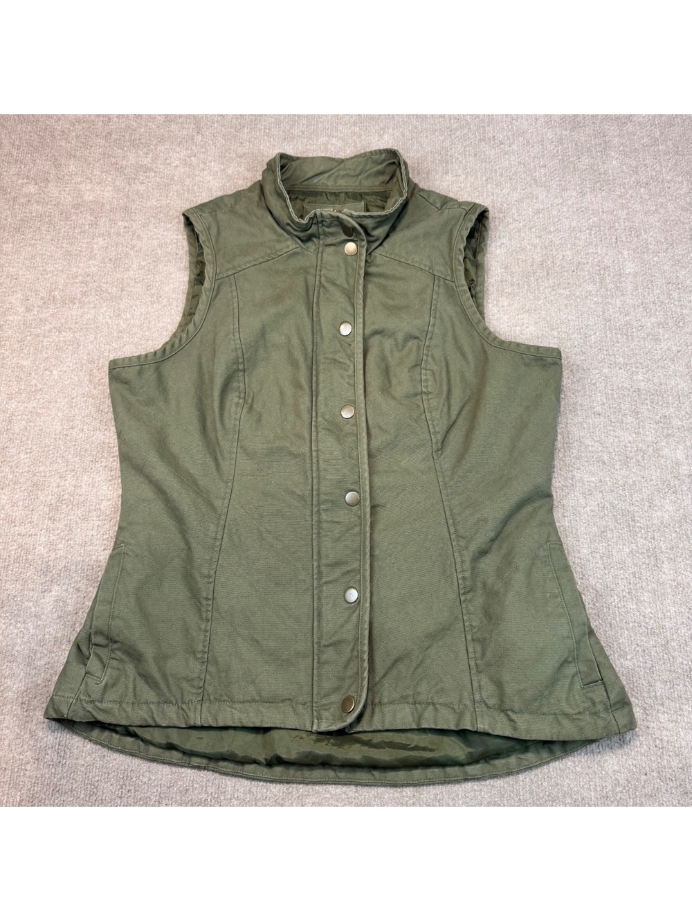 Magellan Outdoors Womens Olive Green Canvas Utility Vest XXL Hiking Gorpcore